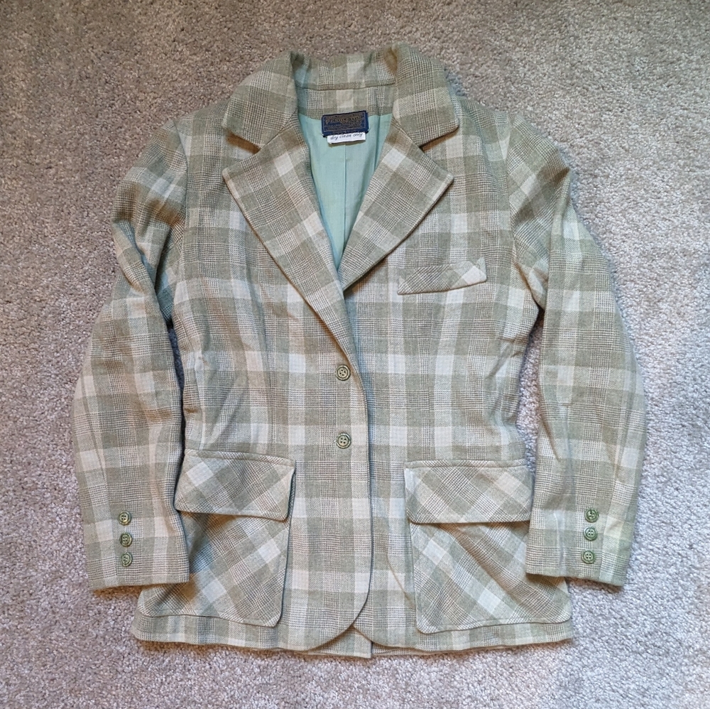 Pendleton Mint Green Plaid Blazer